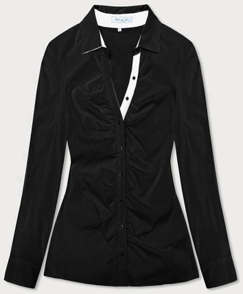 Bluzka z kontrastowymi wstawkami czarna (AWD0205)