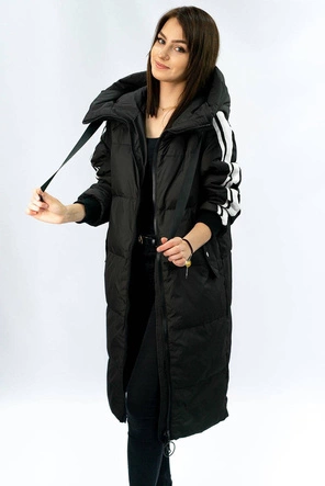 PŁASZCZ DAMSKI ZIMOWY Z PUCHEM NATURALNYM CZARNY (7095)