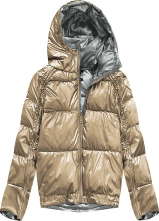 DWUSTRONNA ZIMOWA KURTKA DAMSKA ZŁOTA (X921X)