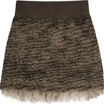 SPÓDNICA MINI Z FRĘDZLAMI JASNOBRĄZOWA (2228)