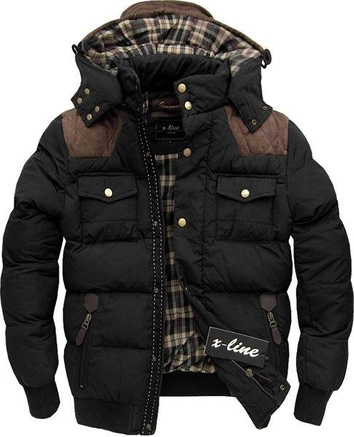 KURTKA ZIMOWA Z WSTAWKAMI CZARNA (8800-1)