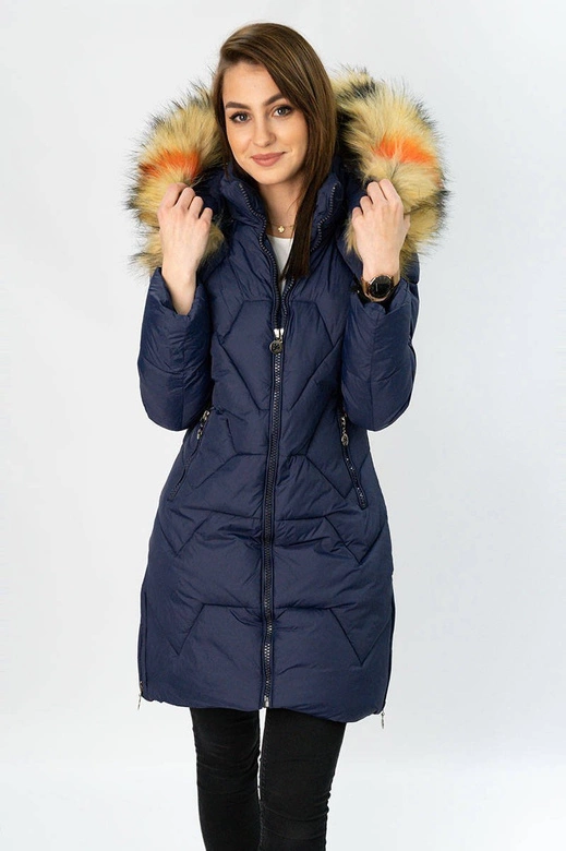 PIKOWANA KURTKA DAMSKA GRANATOWA (2013-1)