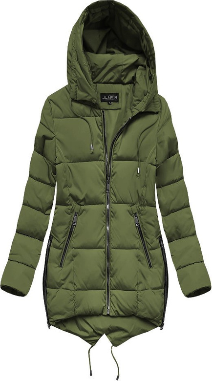 PIKOWANA KURTKA Z KAPTUREM KHAKI (X857X)