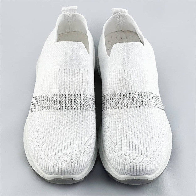 Ażurowe buty damskie z cyrkoniami białe (c1057)