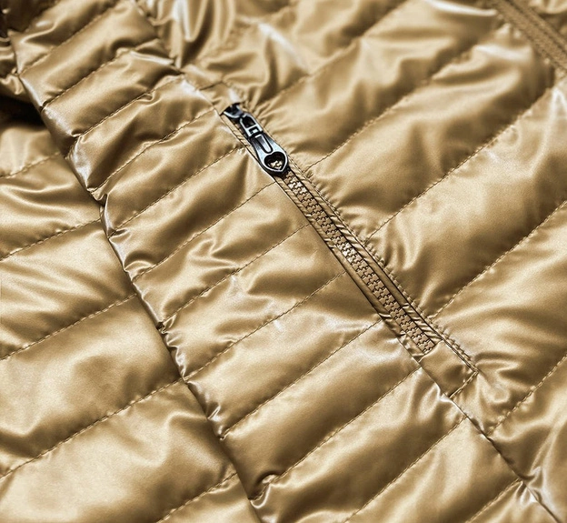 KURTKA DAMSKA Z KAPTUREM ZŁOTA (2021-11)