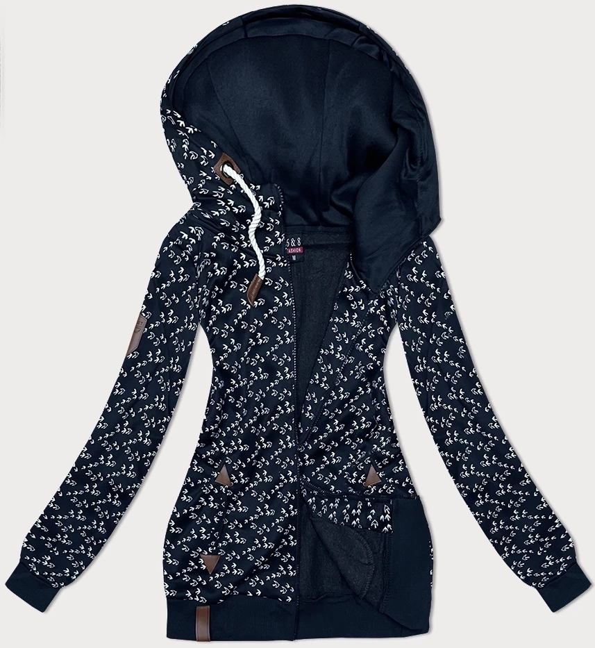 Sportowa bluza z kapturem w jaskółki granatowa (2309)