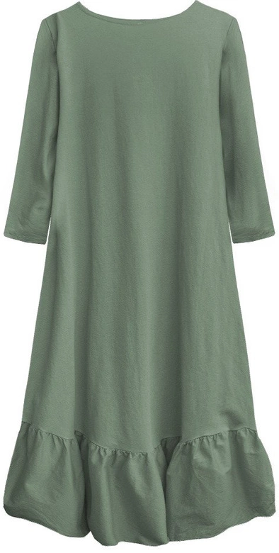 BAWEŁNIANA SUKIENKA OVERSIZE SZAROZIELONA (MODEL8)