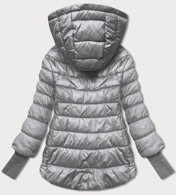 Krótka kurtka damska z dzianinowymi ściągaczami szara (P22/P3-6636-61)