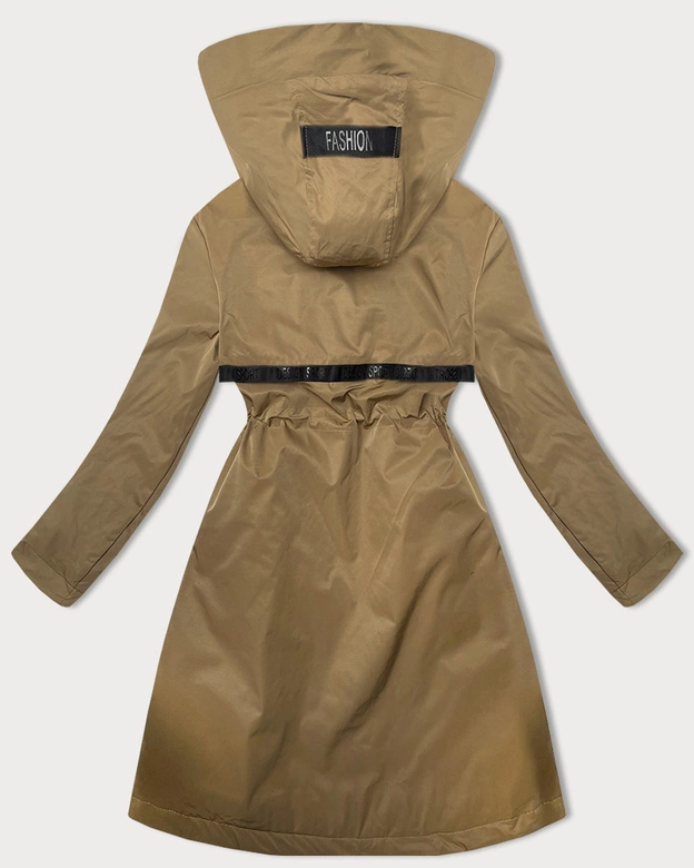 Prosta kurtka damska z kapturem LHD ciemny beżowy (LHD-24592)
