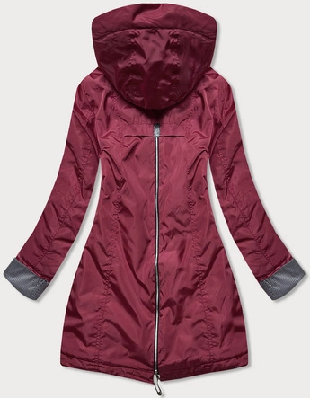 KURTKA DAMSKA Z OZDOBNYMI MANKIETAMI BORDOWA (BR9750-74)