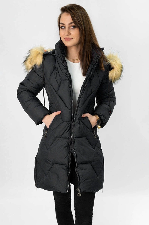 PIKOWANA KURTKA DAMSKA CZARNA (2013-1)