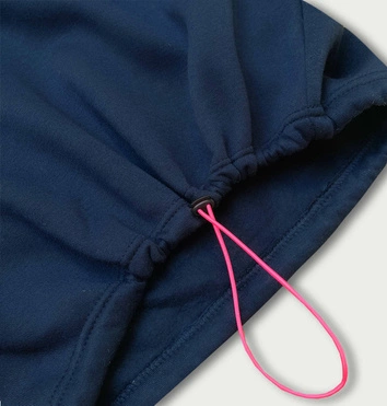 Krótka bawełniana bluza dresowa damska ciemny granat (26031)