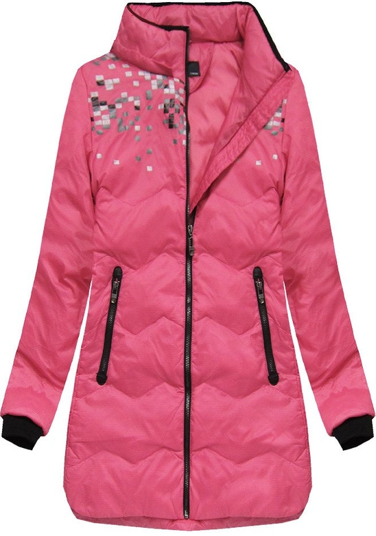 KURTKA Z KAPTUREM I KIESZENIAMI RÓŻOWA (6005B)