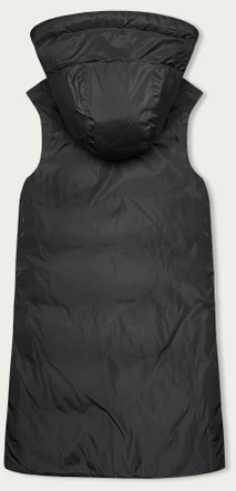 Długa kamizelka damska dwustronna beż-grafit (B8248-12)