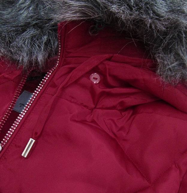 PIKOWANA KURTKA DAMSKA ZIMOWA BORDOWA (R9527)
