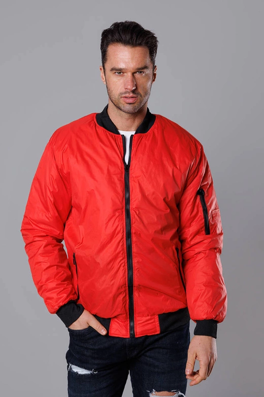 Męska kurtka bomberka z pikowaną podszewką czerwona (AK95-5)