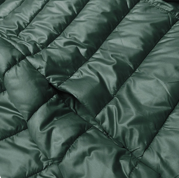 Krótka kurtka damska z dzianinowymi ściągaczami ciemny zielony (P22/P3-6636/P3-6023-33)