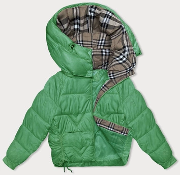 Przejściowa kurtka damska z podszewką w kratkę zielona (842)