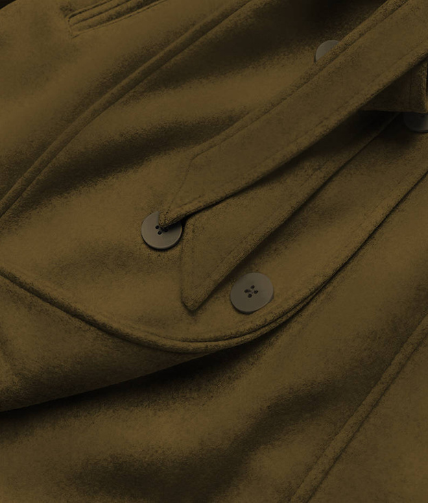 Damski płaszcz z futerkiem khaki (jc241)