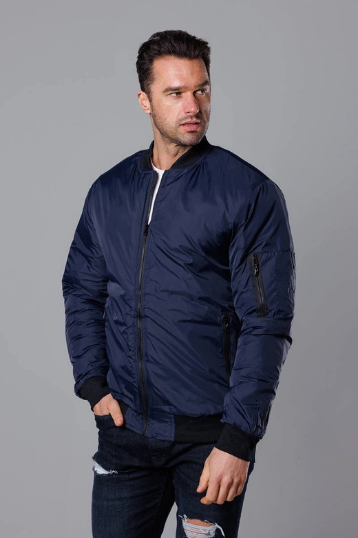 Męska kurtka bomberka z pikowaną podszewką granatowa (AK95-2)