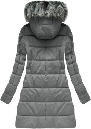 ASYMETRYCZNA KURTKA ZIMOWA SZARA (1768)