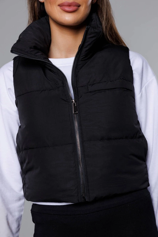 Krótka kamizelka ze stójką czarna (16M9079-392)