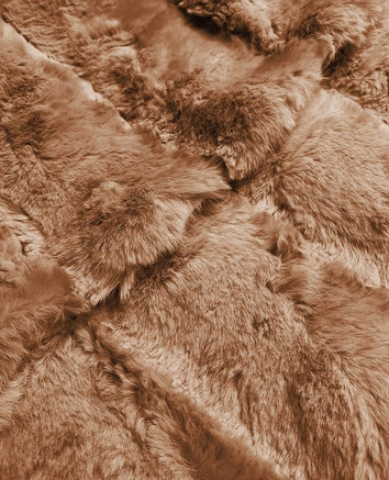 Długa kamizelka futrzana z kapturem jasny brąz (br9745-12)