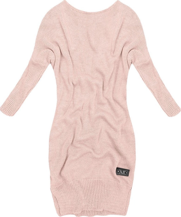 DŁUGI SWETER Z KOKARDĄ RÓŻOWY (0541)