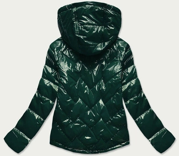 PIKOWANA KURTKA DAMSKA Z KAPTUREM ZIELONA (R9562)