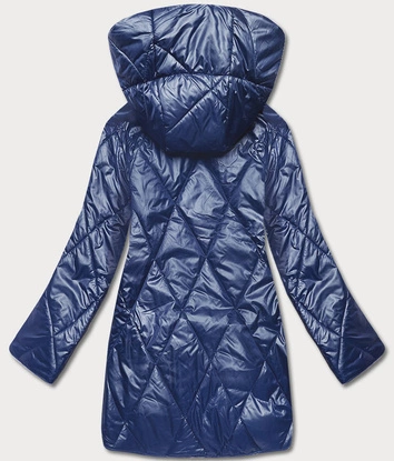 Kurtka damska z ozdobnym kapturem ciemna niebieska (B8126-72)