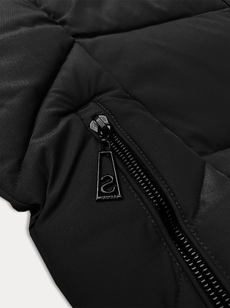 Kurtka zimowa damska plus size do połowy uda S'west czarna (B8306-1)