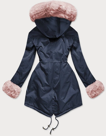 PARKA DAMSKA ZIMOWA NA MISIU GRANAT-RÓŻ (BR529-3081)