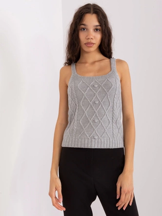 Dwuczęściowy komplet top + sweter szary (8019)