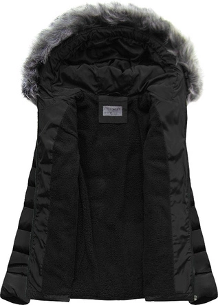 PIKOWANA KURTKA Z KAPTUREM CZARNA (B2631)