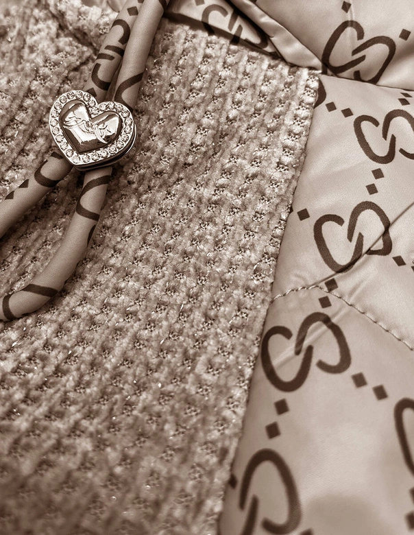 Oversizowa kurtka przejściowa z łączonych materiałów Vaston camel (F-23729-2#)