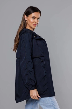 Cienka kurtka damska na podszewce granatowa (B8119-3)
