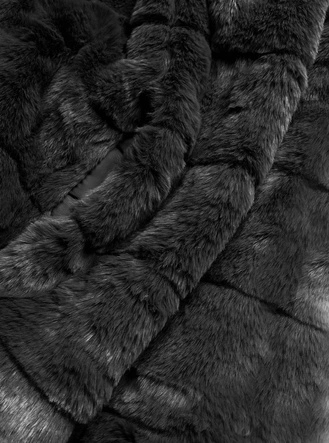 Kurtka damska futro z kapturem czarna (br9746-1)