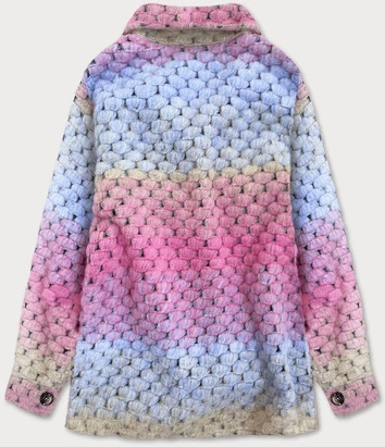 KOSZULOWA KURTKA DAMSKA ZE STÓJKĄ RÓŻOWO-NIEBIESKA (1132)