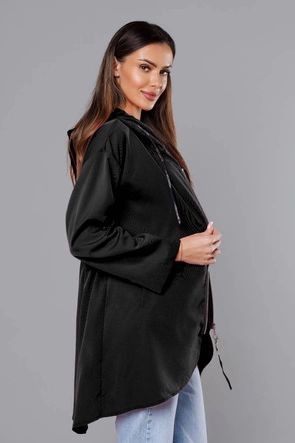 Cienka asymetryczna narzutka damska czarna (B8117-1)
