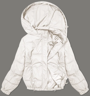 Pikowana kurtka z odpinanym kapturem Miss TiTi ecru (2482)