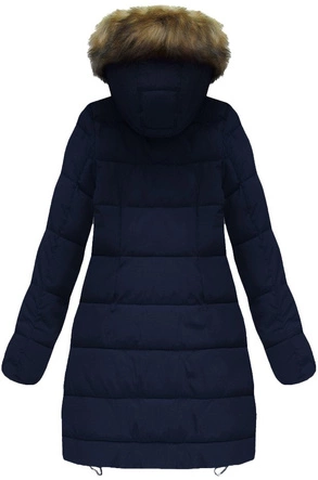 PIKOWANA KURTKA DAMSKA ZIMOWA Z KAPTUREM GRANATOWA (W607)