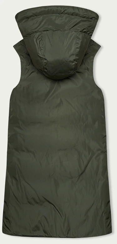 Długa kamizelka damska dwustronna beż-khaki (B8159-12)