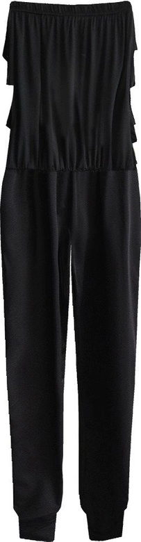 DŁUGI KOMBINEZON Z DEKOLTEM BANDEAU CZARNY (2214)