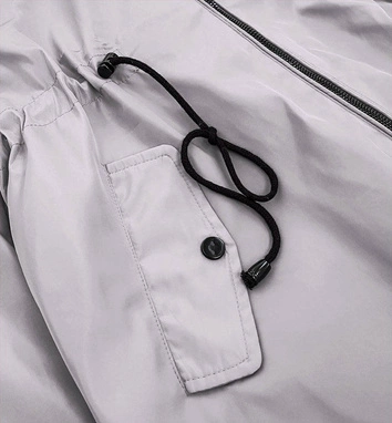 DAMSKA DWUSTRONNA KURTKA Z KAPTUREM SZARA/LIŚCIE (SS65)