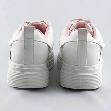 Damskie sneakersy sznurowane biało-różowe (c1029)
