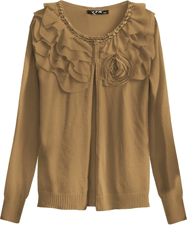 SWETEREK ZE ZDOBIENIAMI KARMELOWY (X1540X)