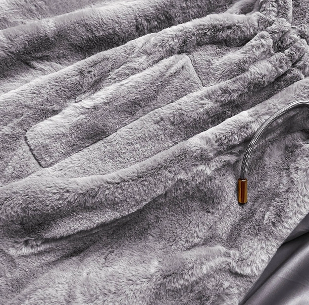 Kurtka futerko z kapturem szara (br8049-9)