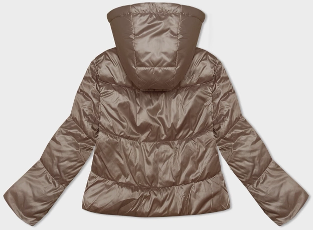 Krótka kurtka damska z odpinanym kapturem S'West karmelowa (B8228-101)