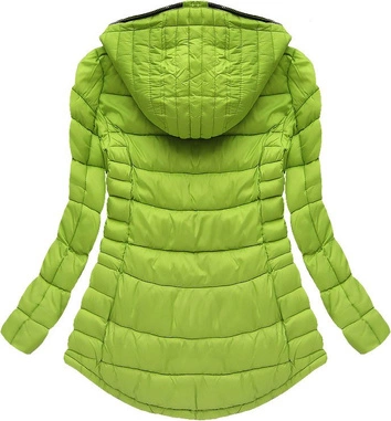 KRÓTKA PIKOWANA KURTKA Z KAPTUREM LIMONKOWA (W516)