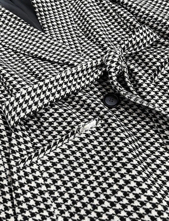 KLASYCZNY PŁASZCZ Z PASKIEM CZARNO-BIAŁY (2720)